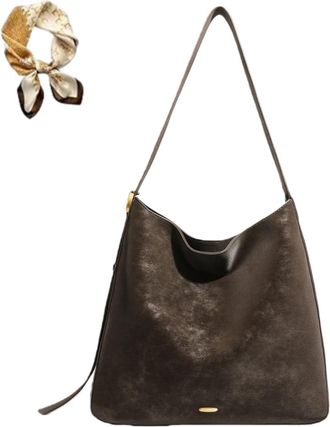 Generic Women Suede Slouchy Bucket Bag,Retro Suede Hobo Crossbody Bag,Casual Trendy Adjustable Strap PU Shoulder Tote Bags