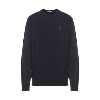 U.S.Polo Association U.S. Polo Assn., Round-neck Knitwear, male, Blue, Size: 4XL Cotton and Cashmere Crewneck Sweater