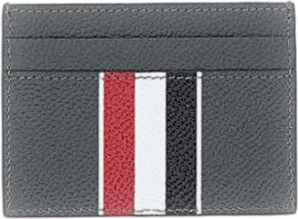 Thom Browne Grey Pebble Grain Leather Double Card Holder