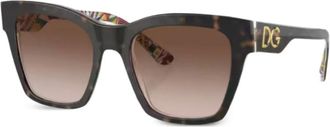 Dolce & Gabbana Eyewear Zonnebril met geometrisch montuur en logo - Bruin
