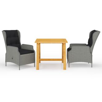 vidaXL Juego De Comedor Para Jard&iacute;n 3 Piezas Gris Claro Vidaxl
