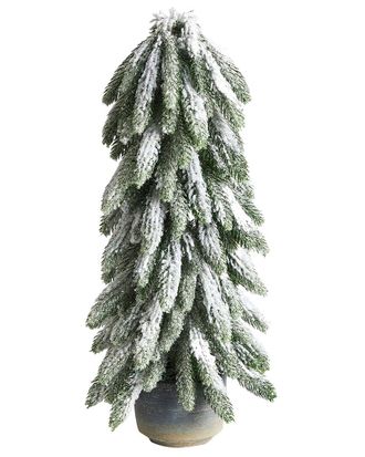 Nearly Natural 21In. Flocked Artificial Christmas Tree In Decorative Planter