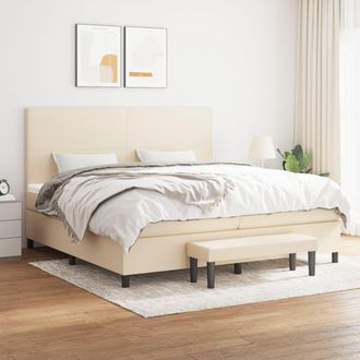 vidaXL Vidaxl - Cama Box Spring Con Colch&oacute;n Tela Color Crema 200x200 Cm