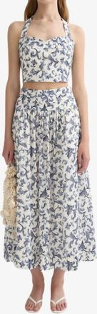 Poss&eacute; Rue Halter Top In Blue Baroque