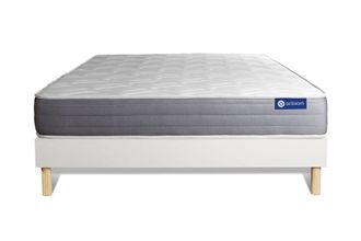Actisom Somier blanco + colch&oacute;n con espuma viscoel&aacute;stica 140 x 190