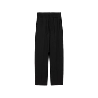 Ami Broeken, Heren, Zwart, M, Wol, Wol broeken met elastische tailleband