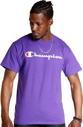Champion Mens Big & Tall Classic Tee, C Script T-Shirt, Purple, XXL