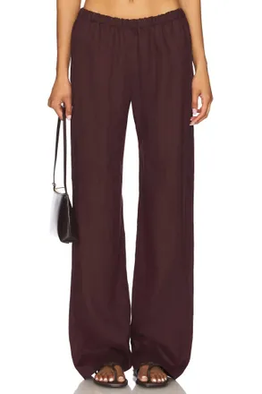 Enza Costa Linen Everywhere Pant In Dark Cherry