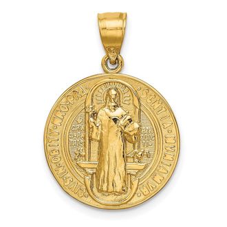 Diamond2Deal 14k Yellow Gold San Benito 2 Sided Round Pendant