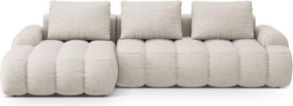 Cosmopolitan Design Sof&aacute; cama esquinero con ba&uacute;l 3 plazas tejido estructural beige
