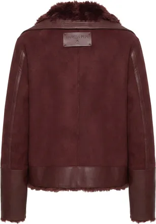 Patrizia Pepe Fluffy Plush Biker Jacket - Brown