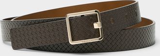 BOSS Womens Eleri basketweave-embossed leather belt