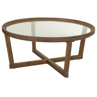Wanderlust Deco Wanderlust Deco - Mesa De Centro De Madera Y Cristal Marron D100x43,5