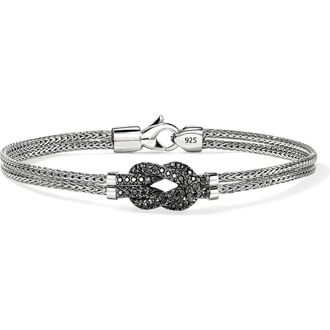 John Hardy Love Knot Bracelet, Black Sapphire, 3.6mm in Silver Black at Nordstrom, Size Medium