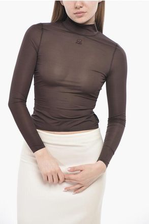 Courr&egrave;ges High-Neck Mesh Top size S