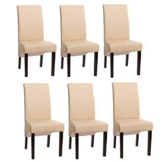 Hhg [nunca Usado] Lote De 6 Sillas De Comedor Silla De Cocina Silla M37, Piel, Crema, Patas Oscuras