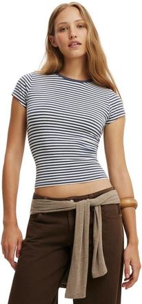 Cotton On Womens All Day Crew Tee in Madi Stripe Collegiate Navy at Nordstrom, Size Small