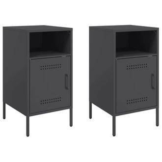 Berkfield Home Bedside Cabinets 2 pcs Black 36x39x68 cm Steel | Size: 36 x 39 x 68 cm