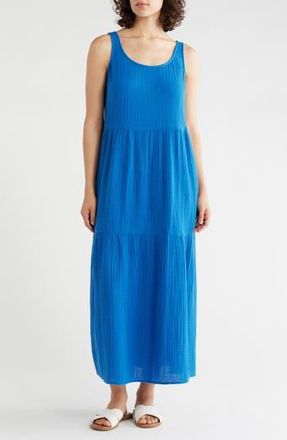 Eileen Fisher Sleeveless Organic Cotton Gauze Tiered Maxi Dress in Bluebird at Nordstrom Rack, Size X-Large