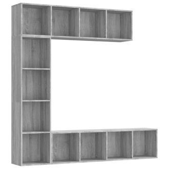 Berkfield Home 3 Piece Book/TV Cabinet Set Grey Sonoma 180x30x180 cm | Size: 180 x 30 x 180 cm