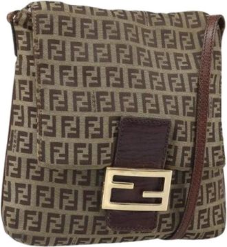 Fendi Pre-owned Vintage Zucchino Canvas Schoudertas - Dames - Vintage Schoudertas - Bruin - ONE Size - Leer - Vintage