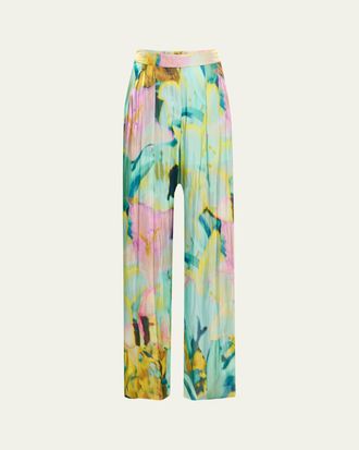 Kobi Halperin Loretta Wide-Leg Metallic Satin Pants