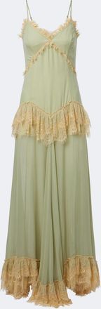 De La Vali Estela lace-trimmed georgette maxi dress