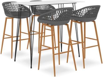 vidaXL 5 Piece Bar Set White and Grey Vidaxl