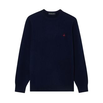 Brooks Brothers Truien & Vesten, Heren, Blauw, XL, Wol, Lamswol trui met ronde hals en logo