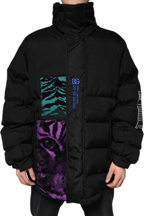 Dolce & Gabbana Black Nylon Puffer Men Full Zip Jacket Cotton Clothing