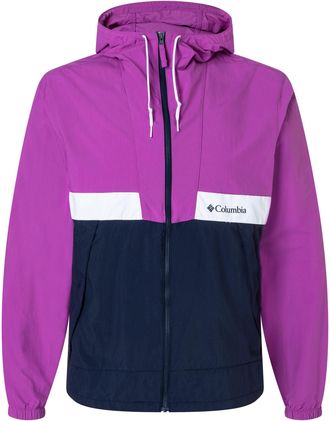 Columbia Mens Spire Valley Hooded Windbreaker Jacket, Razzle/Collegiate Navy/White, Large