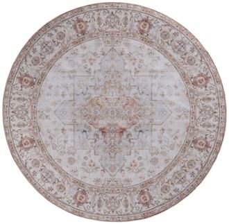 Safavieh Alfombra tradicional de poli&eacute;ster gris/naranja, 244 cm