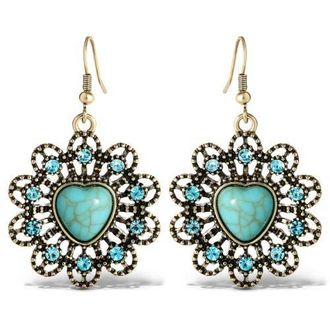 Jessica Simpson Stone Ornate Heart Earrings in Gold, Turquoise at Nordstrom
