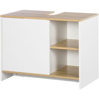 Kleankin Mobile Bagno Sottolavabo in Legno con Armadietto e 2 Mensole 77x45x60cm - Kleankin