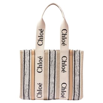 Chlo&eacute; Chlo&eacute; Womens Woody Medium Tote Bag - Beige Linen - One Size