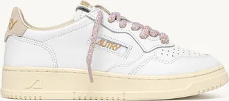 Autry SNEAKERS MEDALIST LOW IN PELLE BIANCA E DETTAGLI LUREX ORCHID