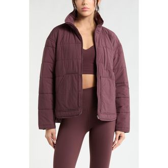 Zella Quilted Packable Jacket in Burgundy Fudge at Nordstrom, Size Xx-Large