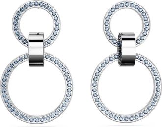 Swarovski Oorbellen Blauw Gerhodineerd - Dames - Oorbellen - Grijs - ONE Size - Accessoires