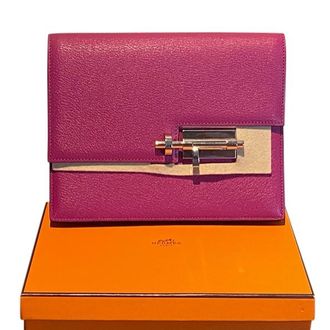 Herm&egrave;s Magnolia Mysore Goatskin Verrou Clutch PHW