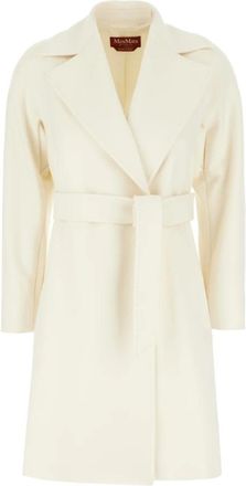 Max Mara Mstdravenna Jas - Dames - Jas met riem - Wit - XS - Wol - Jassen
