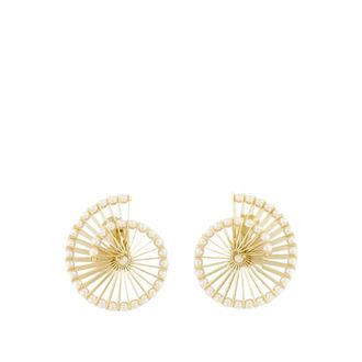 Paco Rabanne Gouden Spiraal Messing Oorbellen - Dames - Oorbellen - Geel - ONE Size - Accessoires