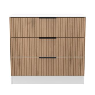 Lewis's Java 3 Drawer Chest in Slatted Effect / White - Ready Assembled - Lewiss Home | TJ Hughes