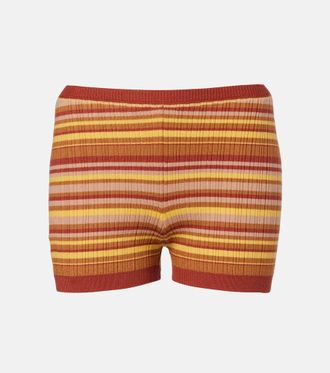 Bananhot Jack ribbed-knit striped shorts