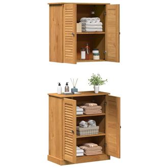 Berkfield Home Compact Bathroom Furniture Set with Shelf with Storage with Door in Brown