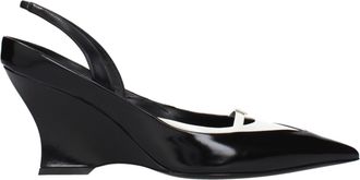 Givenchy Black Leather Wedge Womens Sandals