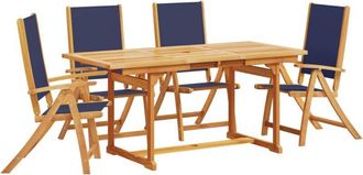 vidaXL vidaXL 5 Piece Garden Dining Set Solid Wood Acacia and Textilene