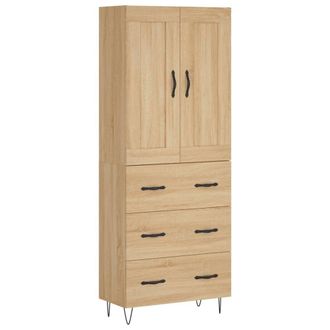 Berkfield Home Highboard Sonoma Oak 69.5x34x180 cm Engineered Wood in Light Brown