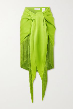 Michael Kors Gonna Asimmetrica In Raso Con Frange - Giallo