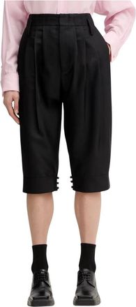 Kenzo Shorts met knopenmanchetten - Dames - Korte Broeken - Zwart - M - Wol - Korte Broeken