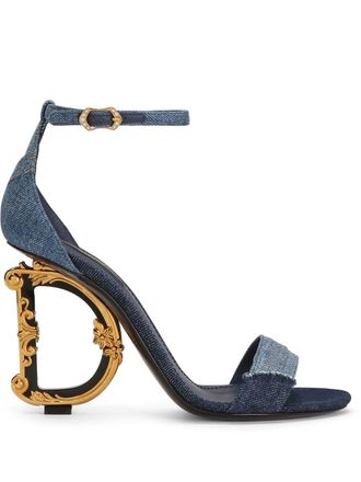 Dolce & Gabbana 105mm DG heel patchwork sandals - Blue